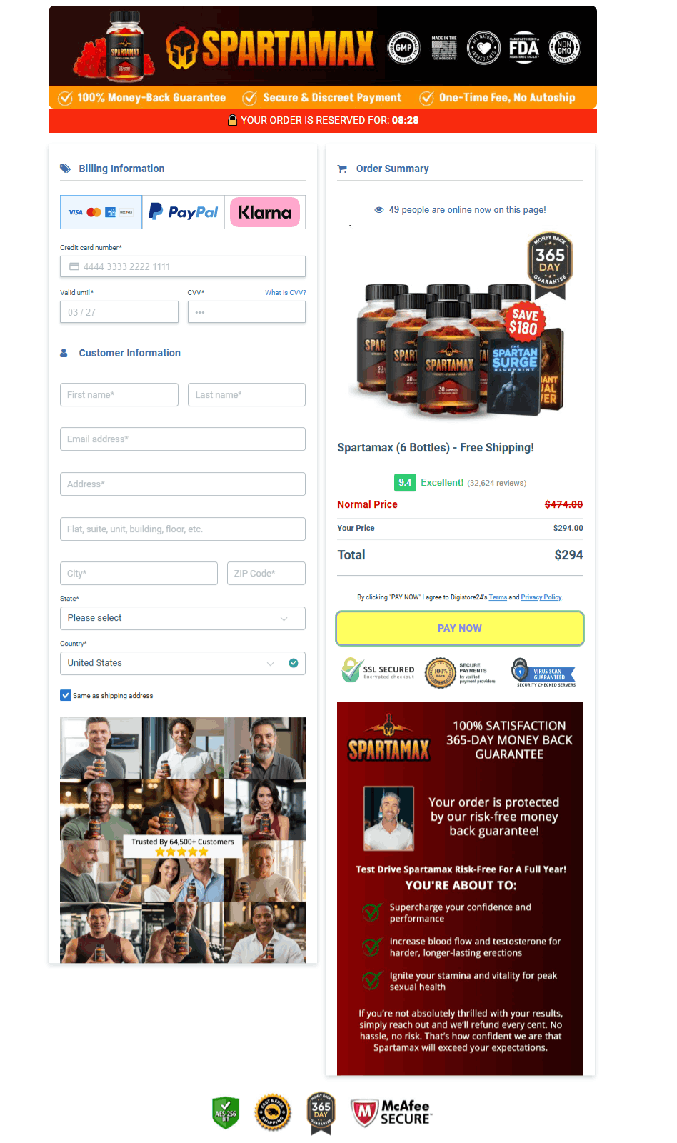 Spartamax Checkout Page